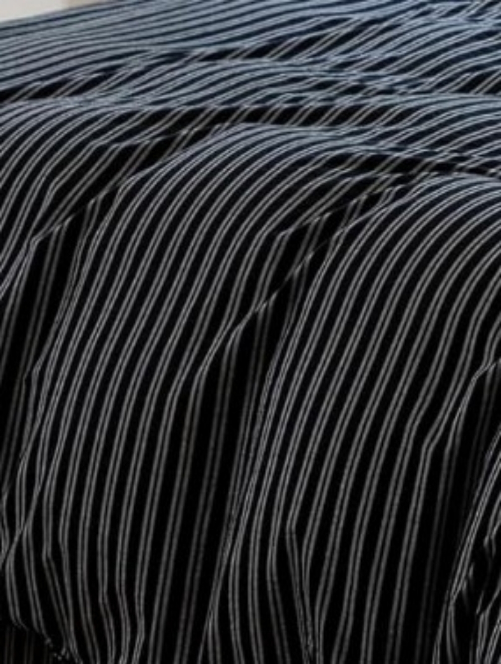 Striped Black and Light Gray Pinstriped Duvet Cover